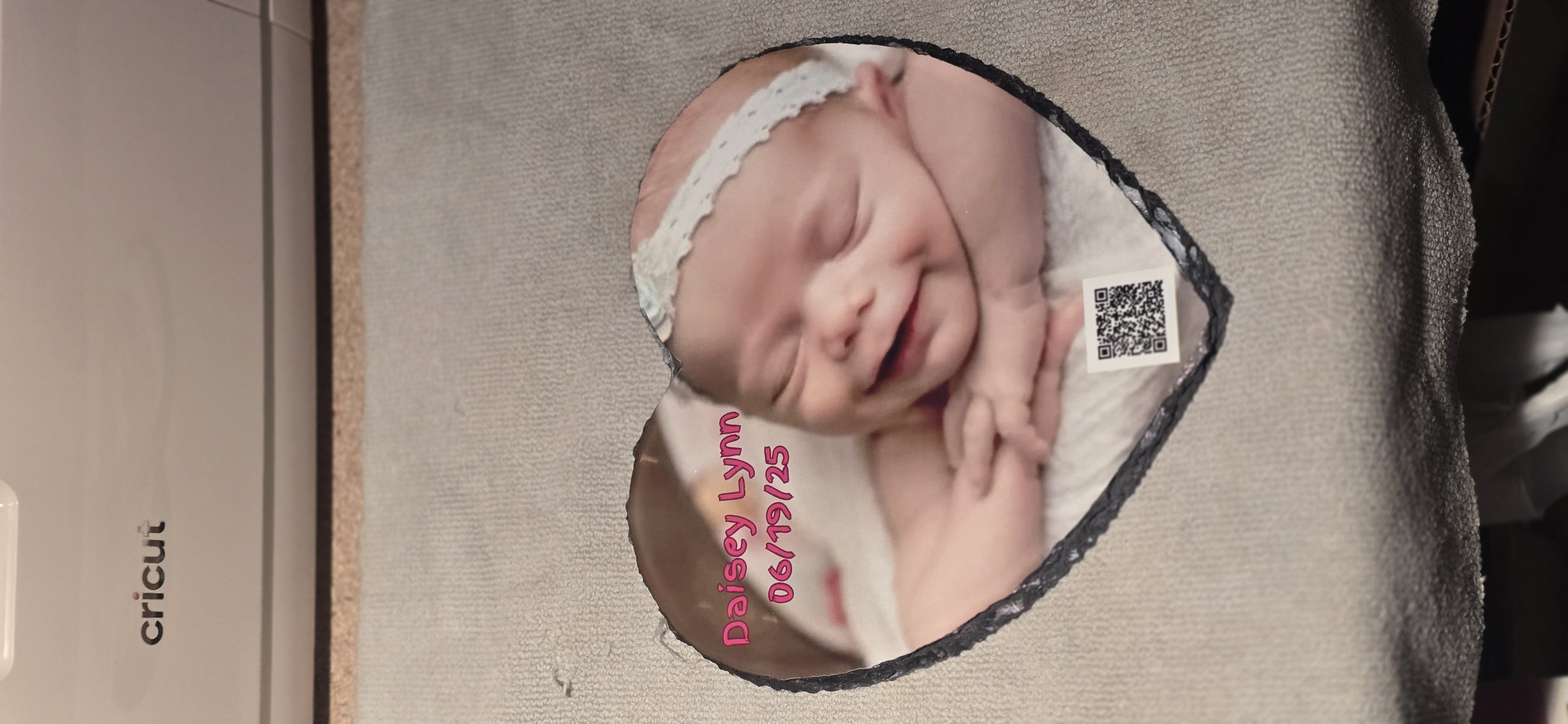 Custom baby photo heart slate